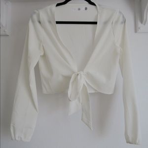 Tie Front Cropped Blouse